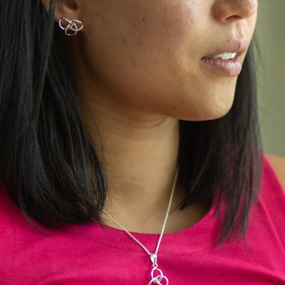 KartiKart Mexican Sterling Silver 925 Interlooping Earrings - Picture 5 of 7